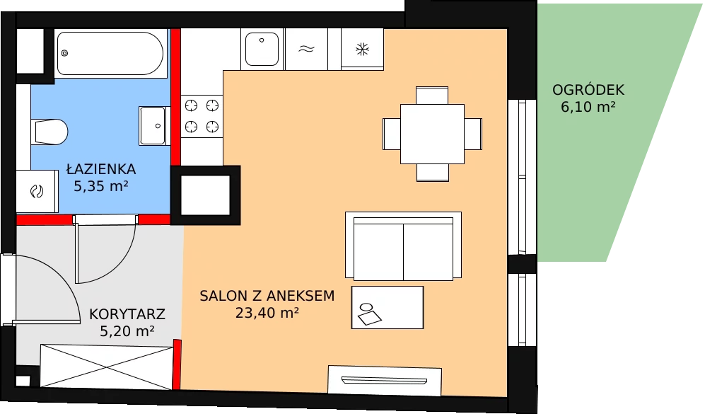 1 pokój, mieszkanie 33,90 m², piętro 1, oferta nr 13, Biała Kamienica, Łódź, Śródmieście, Osiedle Katedralna, ul. Więckowskiego 12