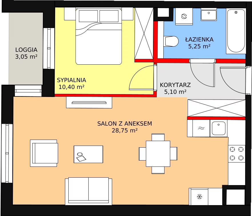 2 pokoje, apartament 50,30 m², piętro 2, oferta nr 18, Biała Kamienica, Łódź, Śródmieście, Osiedle Katedralna, ul. Więckowskiego 12