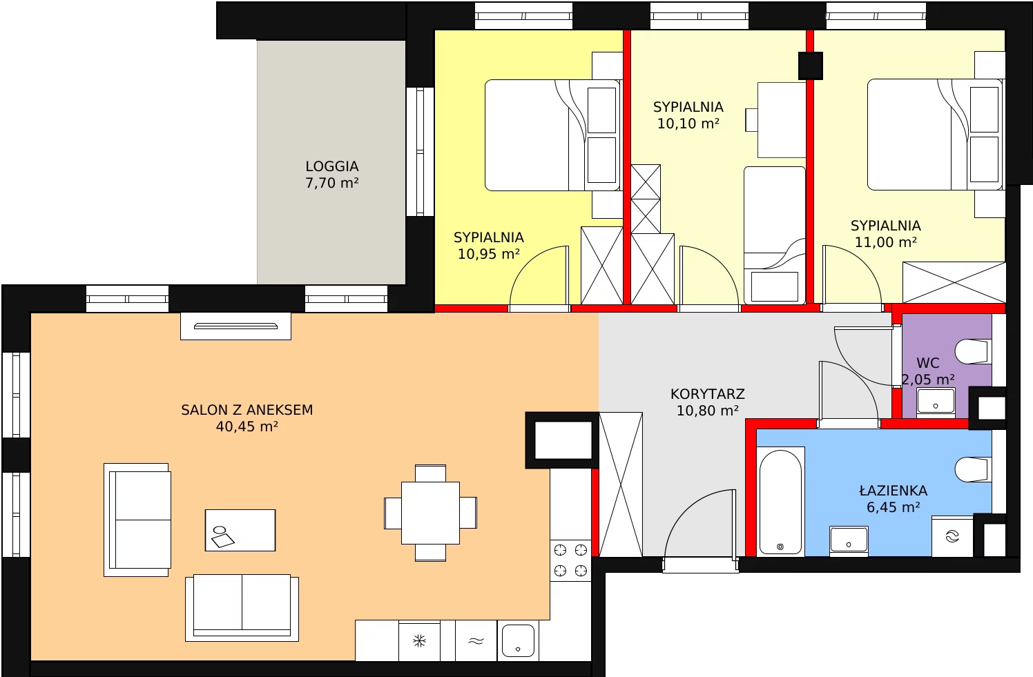 4 pokoje, mieszkanie 93,55 m², piętro 2, oferta nr 22, Biała Kamienica, Łódź, Śródmieście, Osiedle Katedralna, ul. Więckowskiego 12