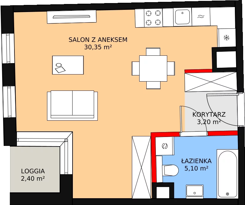 1 pokój, apartament 38,80 m², piętro 2, oferta nr 23, Biała Kamienica, Łódź, Śródmieście, Osiedle Katedralna, ul. Więckowskiego 12