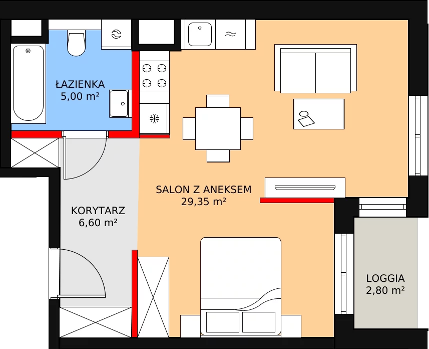 2 pokoje, mieszkanie 41,30 m², piętro 2, oferta nr 25, Biała Kamienica, Łódź, Śródmieście, Osiedle Katedralna, ul. Więckowskiego 12