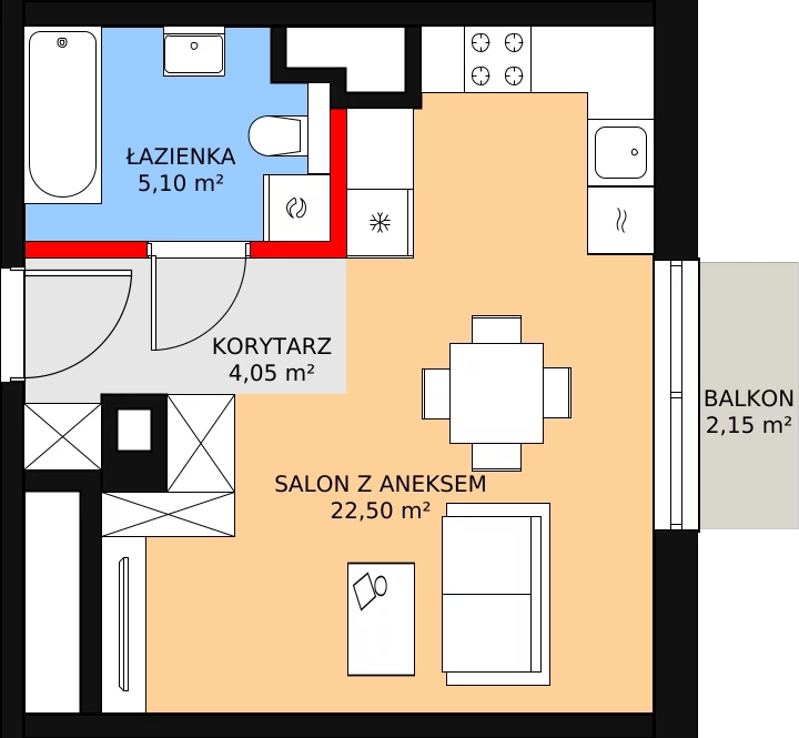 Zalety mieszkania 31.84 m², 41