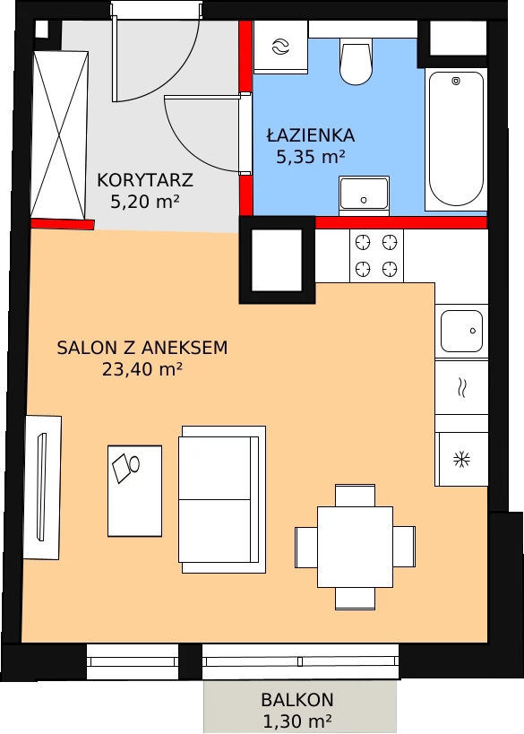 1 pokój, apartament 33,90 m², piętro 4, oferta nr 52, Biała Kamienica, Łódź, Śródmieście, Osiedle Katedralna, ul. Więckowskiego 12