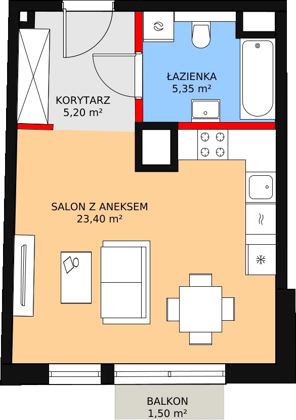 1 pokój, apartament 33,90 m², piętro 5, oferta nr 65, Biała Kamienica, Łódź, Śródmieście, Osiedle Katedralna, ul. Więckowskiego 12