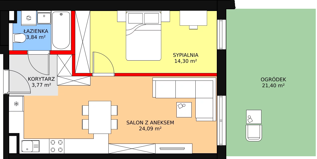 2 pokoje, mieszkanie 46,00 m², parter, oferta nr 3, Strumykowa, Warszawa, Białołęka, Nowodwory, ul. Strumykowa