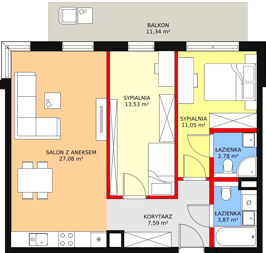 3 pokoje, mieszkanie 65,90 m², piętro 1, oferta nr 8, Strumykowa, Warszawa, Białołęka, Nowodwory, ul. Strumykowa