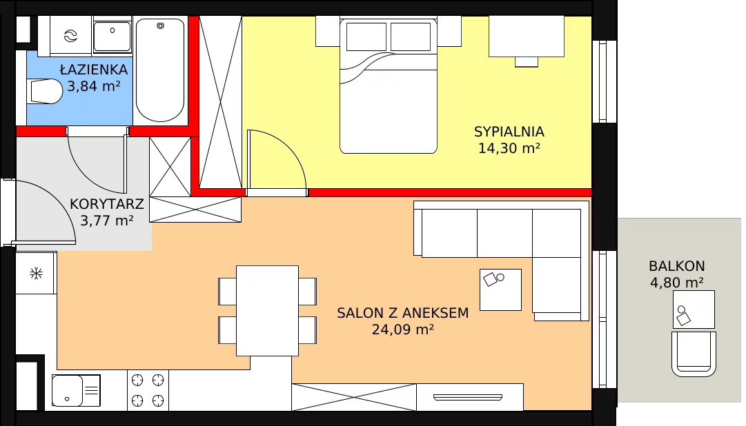 2 pokoje, mieszkanie 46,00 m², piętro 1, oferta nr 10, Strumykowa, Warszawa, Białołęka, Nowodwory, ul. Strumykowa