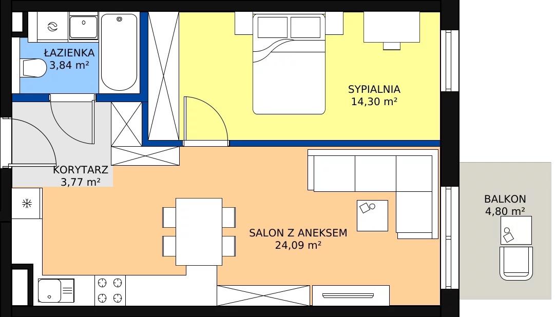 Zalety mieszkania 46.01 m², 12