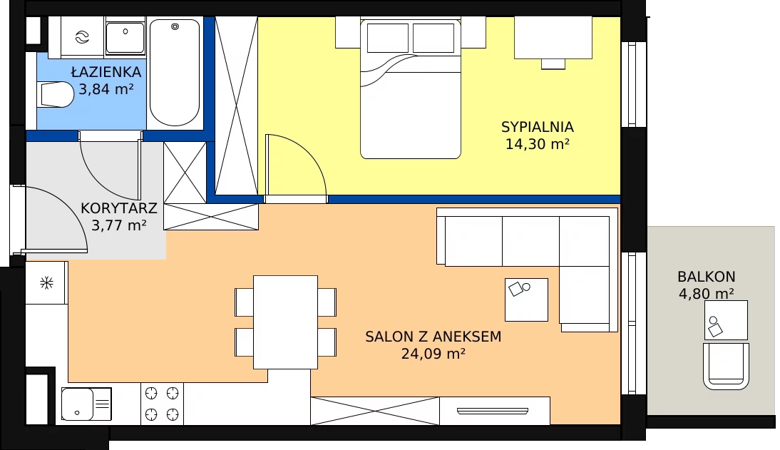 Zalety mieszkania 46.01 m², 41
