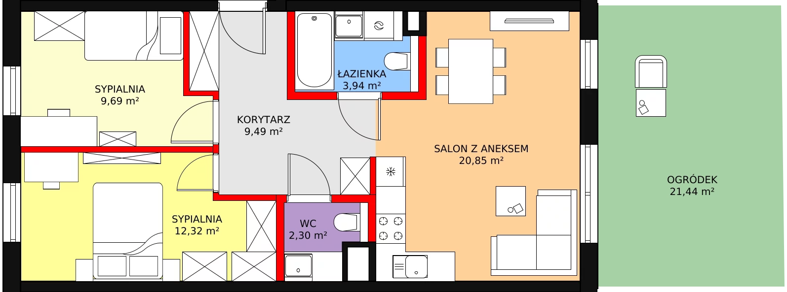 3 pokoje, mieszkanie 58,59 m², parter, oferta nr 54, Strumykowa, Warszawa, Białołęka, Nowodwory, ul. Strumykowa