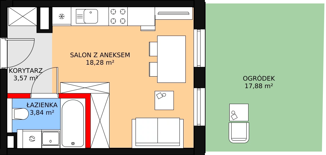 1 pokój, mieszkanie 25,69 m², parter, oferta nr 65, Strumykowa, Warszawa, Białołęka, Nowodwory, ul. Strumykowa