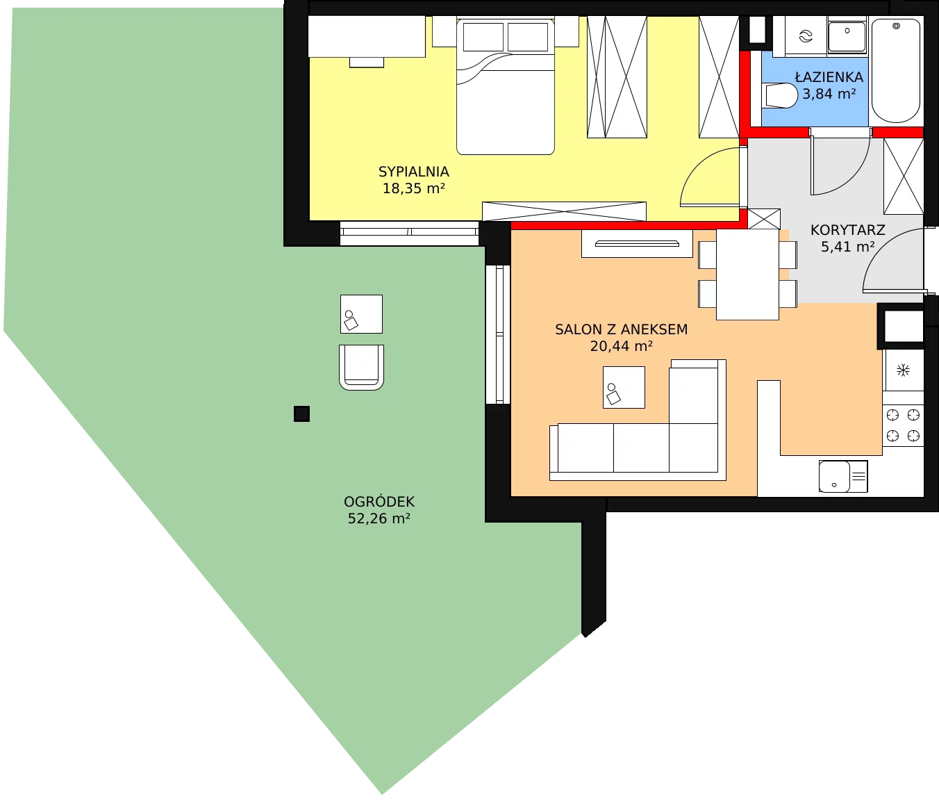 2 pokoje, mieszkanie 48,04 m², parter, oferta nr 77, Strumykowa, Warszawa, Białołęka, Nowodwory, ul. Strumykowa