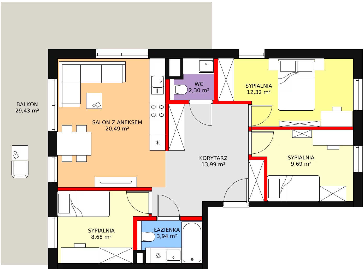 4 pokoje, mieszkanie 71,41 m², piętro 1, oferta nr 102, Strumykowa, Warszawa, Białołęka, Nowodwory, ul. Strumykowa