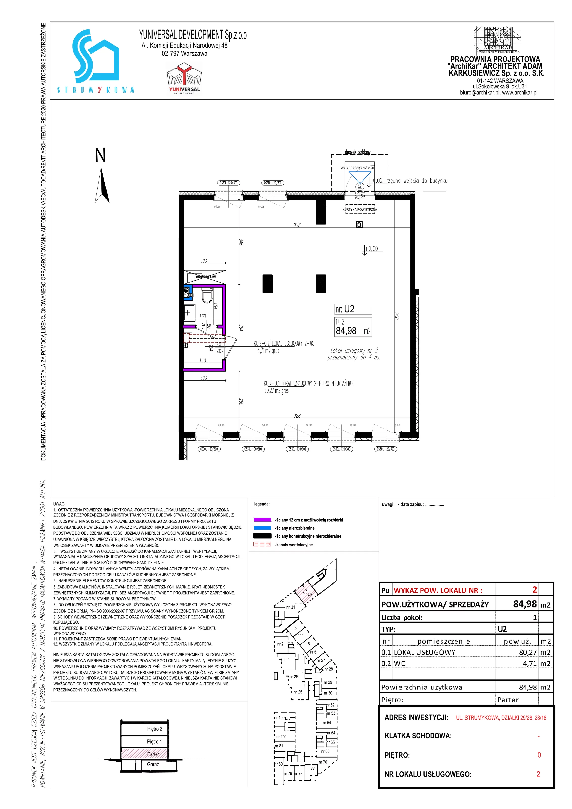 Lokal użytkowy 84,98 m², oferta nr U2, Strumykowa - lokale użytkowe, Warszawa, Białołęka, Nowodwory, ul. Strumykowa