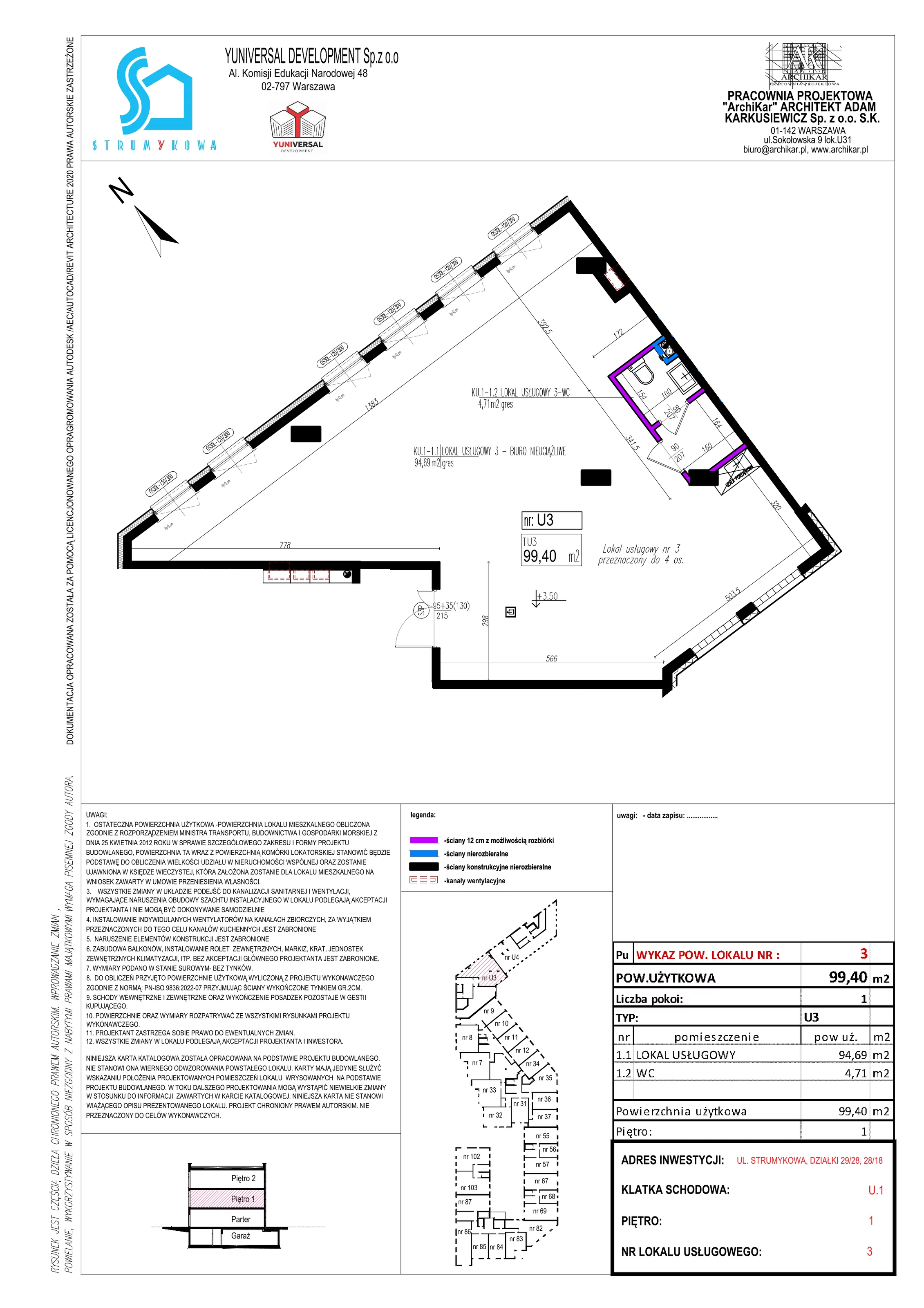 Lokal użytkowy 99,40 m², oferta nr U3, Strumykowa - lokale użytkowe, Warszawa, Białołęka, Nowodwory, ul. Strumykowa