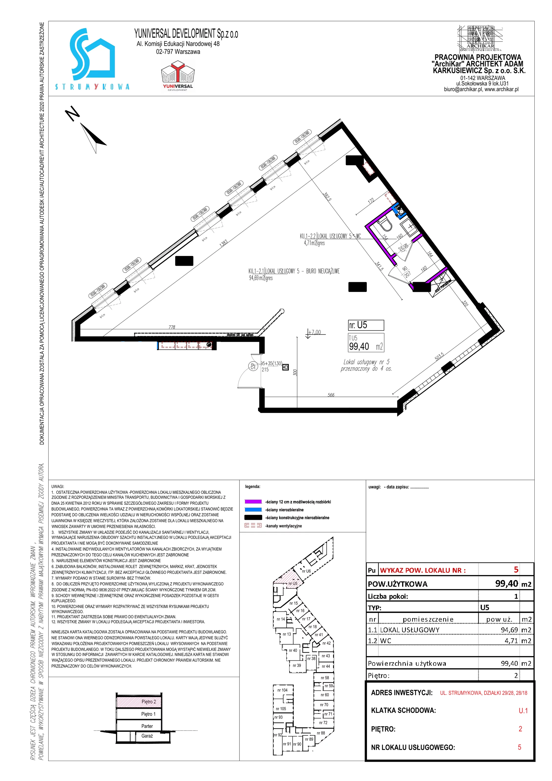 Lokal użytkowy 99,40 m², oferta nr U5, Strumykowa - lokale użytkowe, Warszawa, Białołęka, Nowodwory, ul. Strumykowa