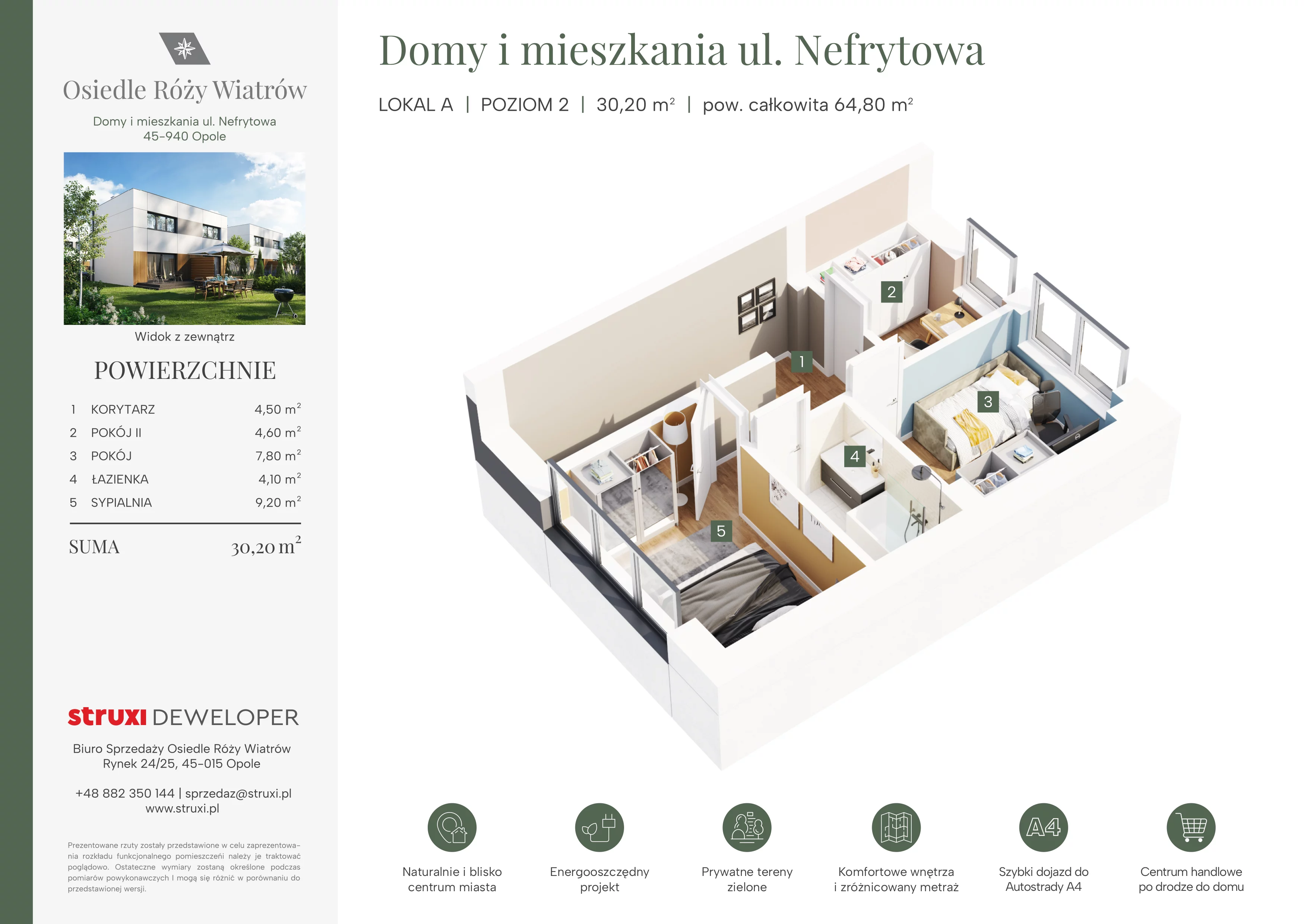 Mieszkanie 64,80 m², parter, oferta nr BNf1_01_AP, Osiedle Róży Wiatrów, Opole, Chmielowice, ul. Opalowa / Szmaragdowa / Daktylowa / al. Miętowa / Maciejkowa