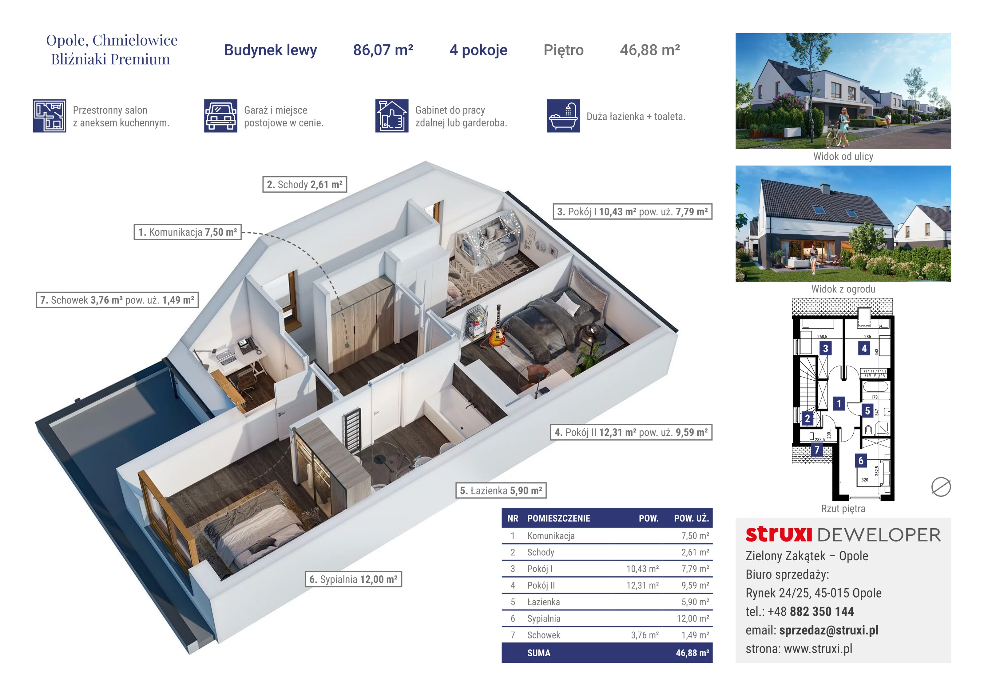 4 pokoje, mieszkanie 86,10 m², parter, oferta nr BRW20L, Osiedle Róży Wiatrów, Opole, Chmielowice, ul. Opalowa / Szmaragdowa / Daktylowa / al. Miętowa / Maciejkowa