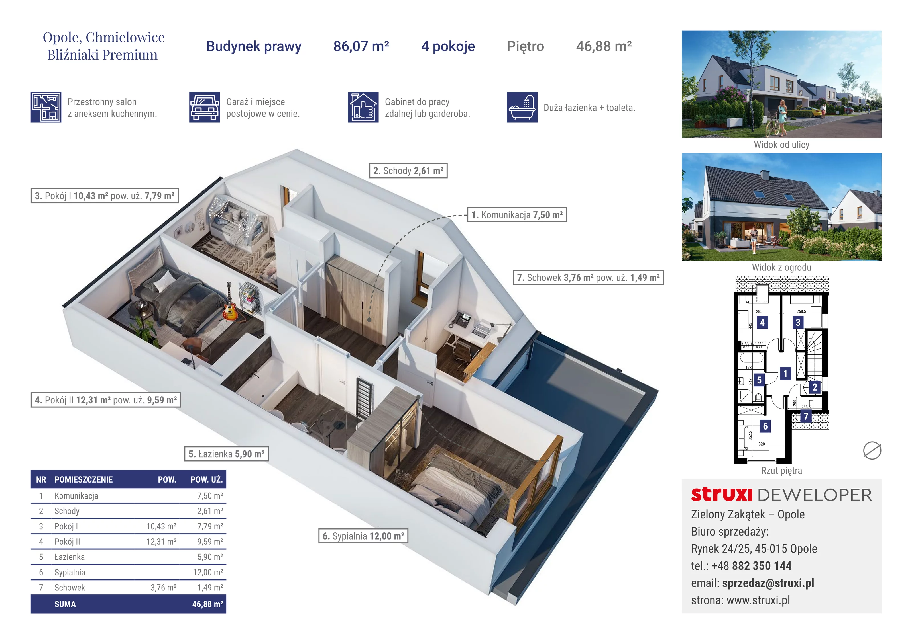 4 pokoje, mieszkanie 86,10 m², parter, oferta nr BRW20P, Osiedle Róży Wiatrów, Opole, Chmielowice, ul. Opalowa / Szmaragdowa / Daktylowa / al. Miętowa / Maciejkowa