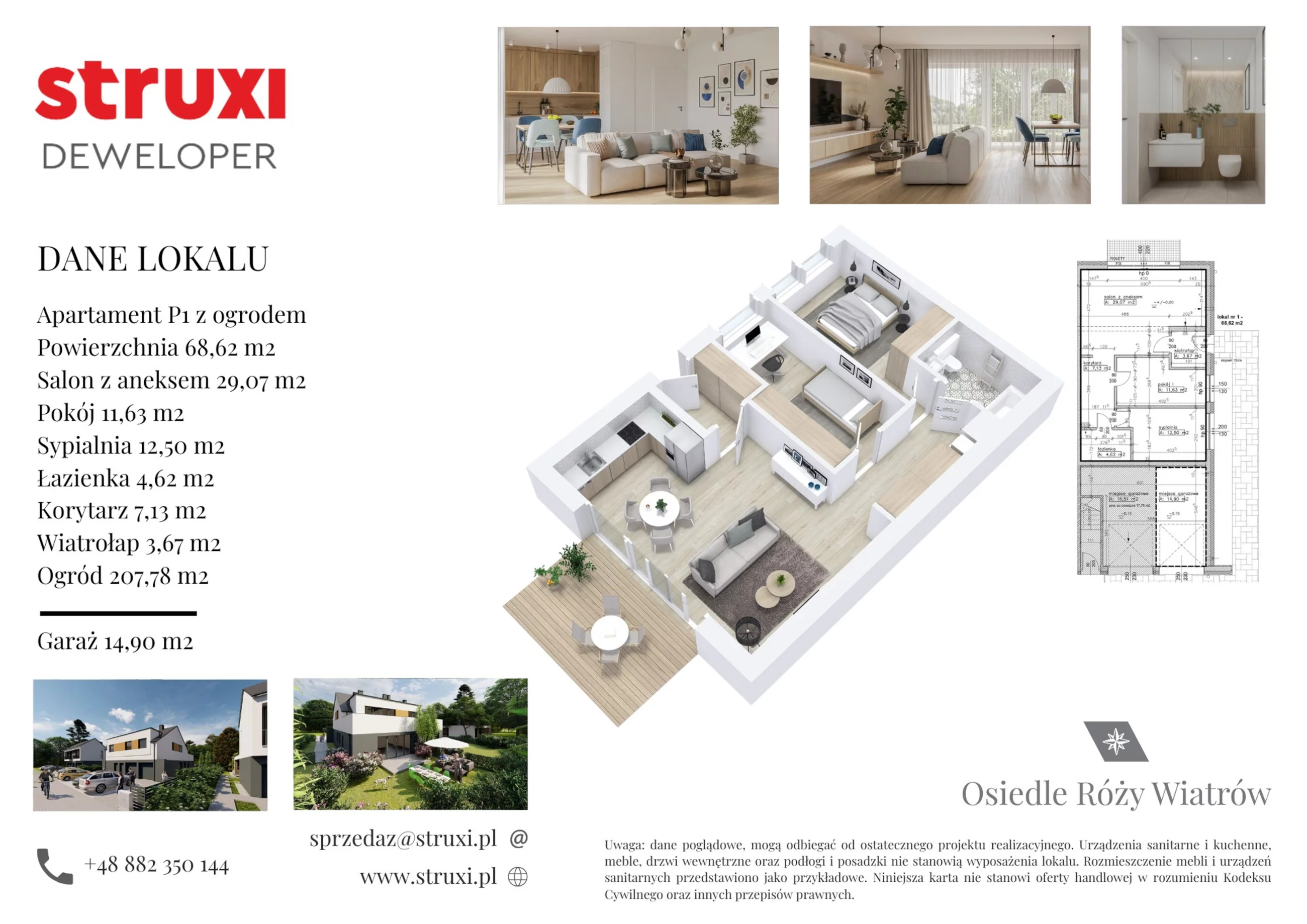 3 pokoje, mieszkanie 55,23 m², parter, oferta nr ApICCh3P1, Osiedle Róży Wiatrów, Opole, Chmielowice, ul. Opalowa / Szmaragdowa / Daktylowa / al. Miętowa / Maciejkowa