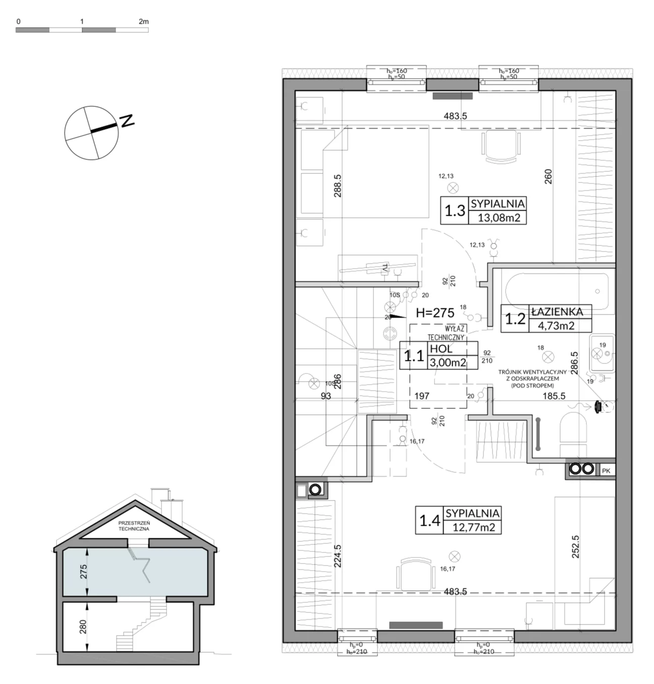 Dom 72,90 m², oferta nr 6B, Nova Magdalenka 7, Słomin, ul. Janczewicka
