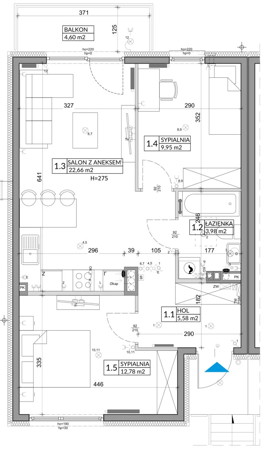 Mieszkanie 56,89 m², piętro 1, oferta nr 11B, Osiedle Młodych, Janczewice, ul. Jedności