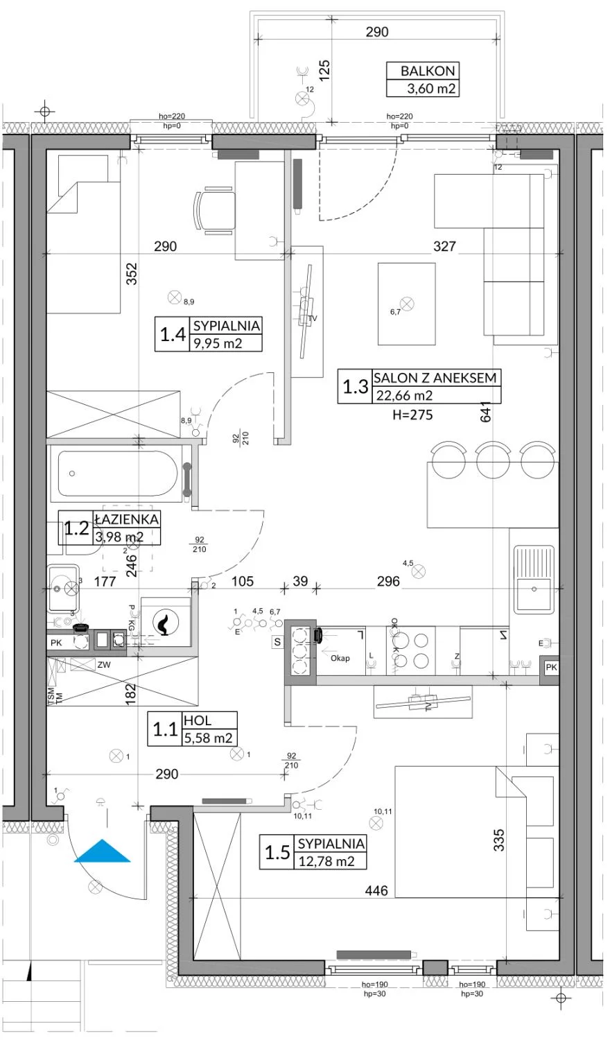 Mieszkanie 56,89 m², piętro 1, oferta nr 12B, Osiedle Młodych, Janczewice, ul. Jedności