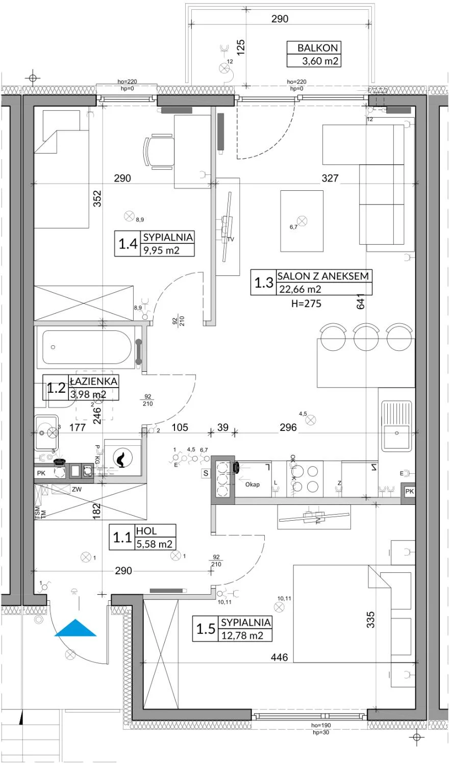 Mieszkanie 56,89 m², piętro 1, oferta nr 14B, Osiedle Młodych, Janczewice, ul. Jedności