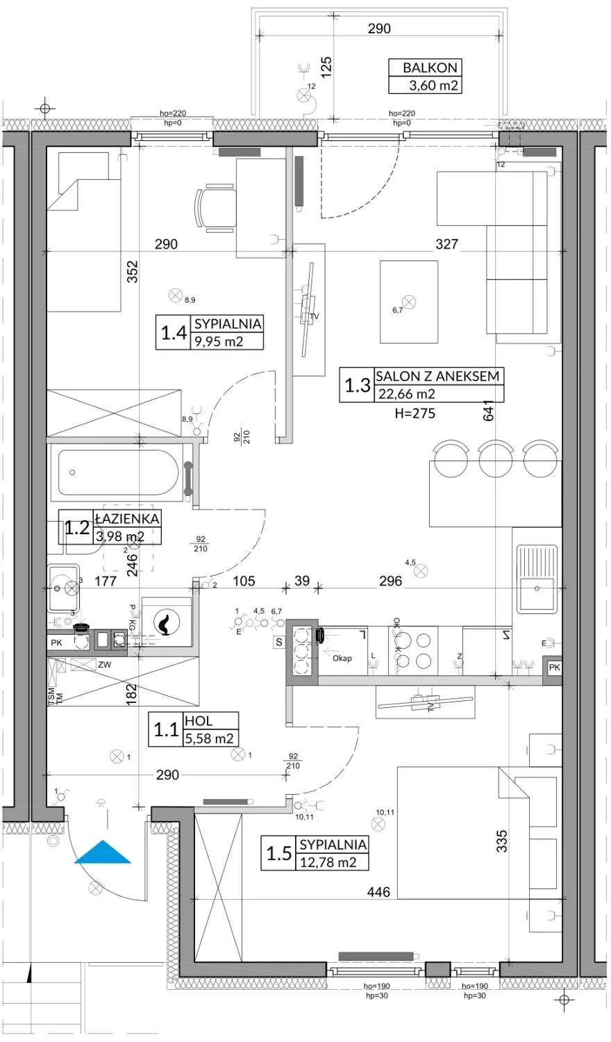 Mieszkanie 56,89 m², piętro 1, oferta nr 2B, Osiedle Młodych, Janczewice, ul. Jedności