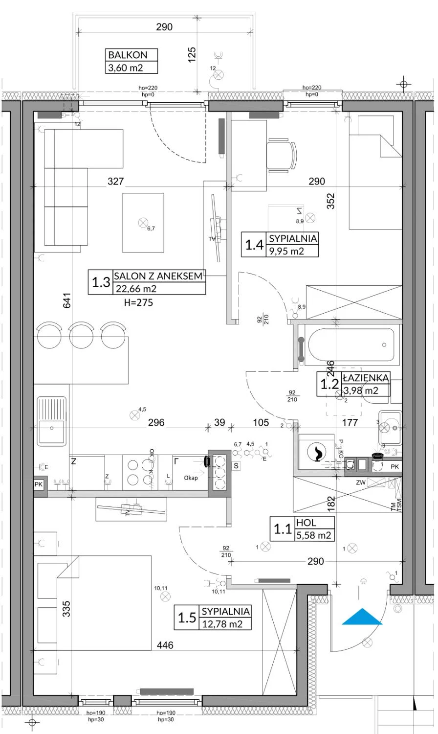 Mieszkanie 56,89 m², piętro 1, oferta nr 3B, Osiedle Młodych, Janczewice, ul. Jedności