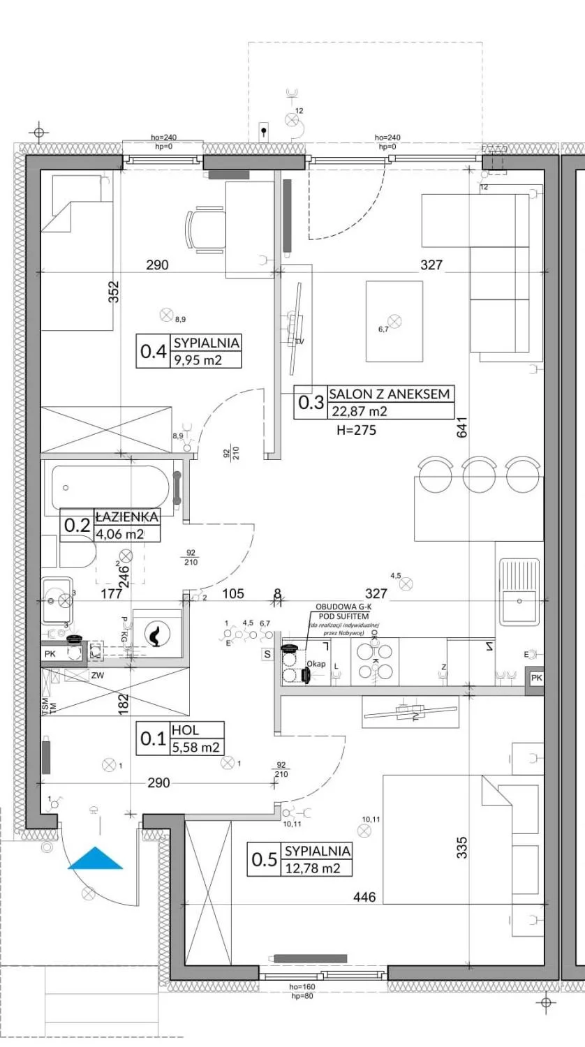 3 pokoje, mieszkanie 57,39 m², parter, oferta nr 69A, Osiedle Młodych, Janczewice, ul. Jedności