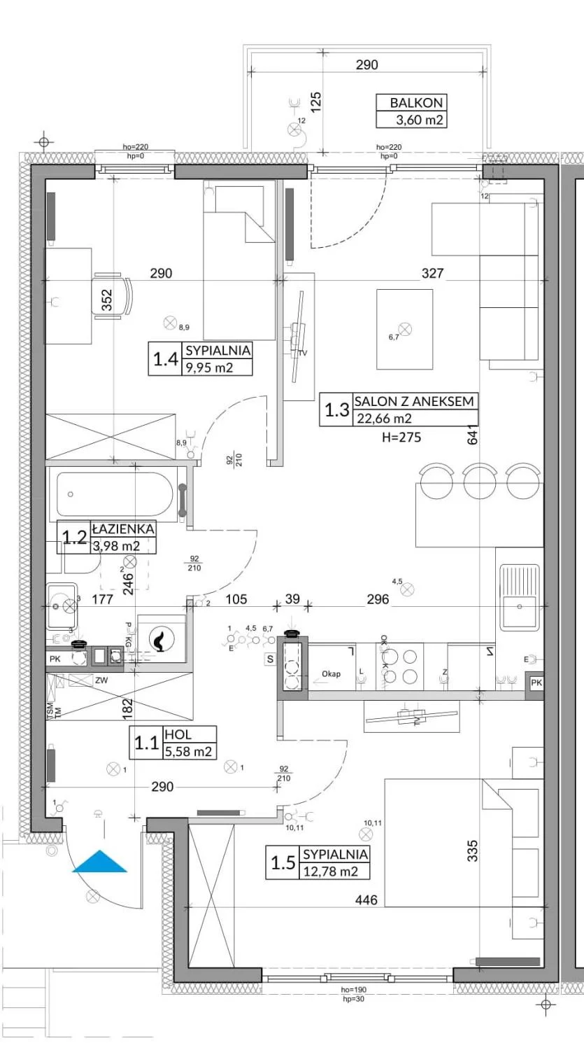 3 pokoje, mieszkanie 56,89 m², piętro 1, oferta nr 69B, Osiedle Młodych, Janczewice, ul. Jedności