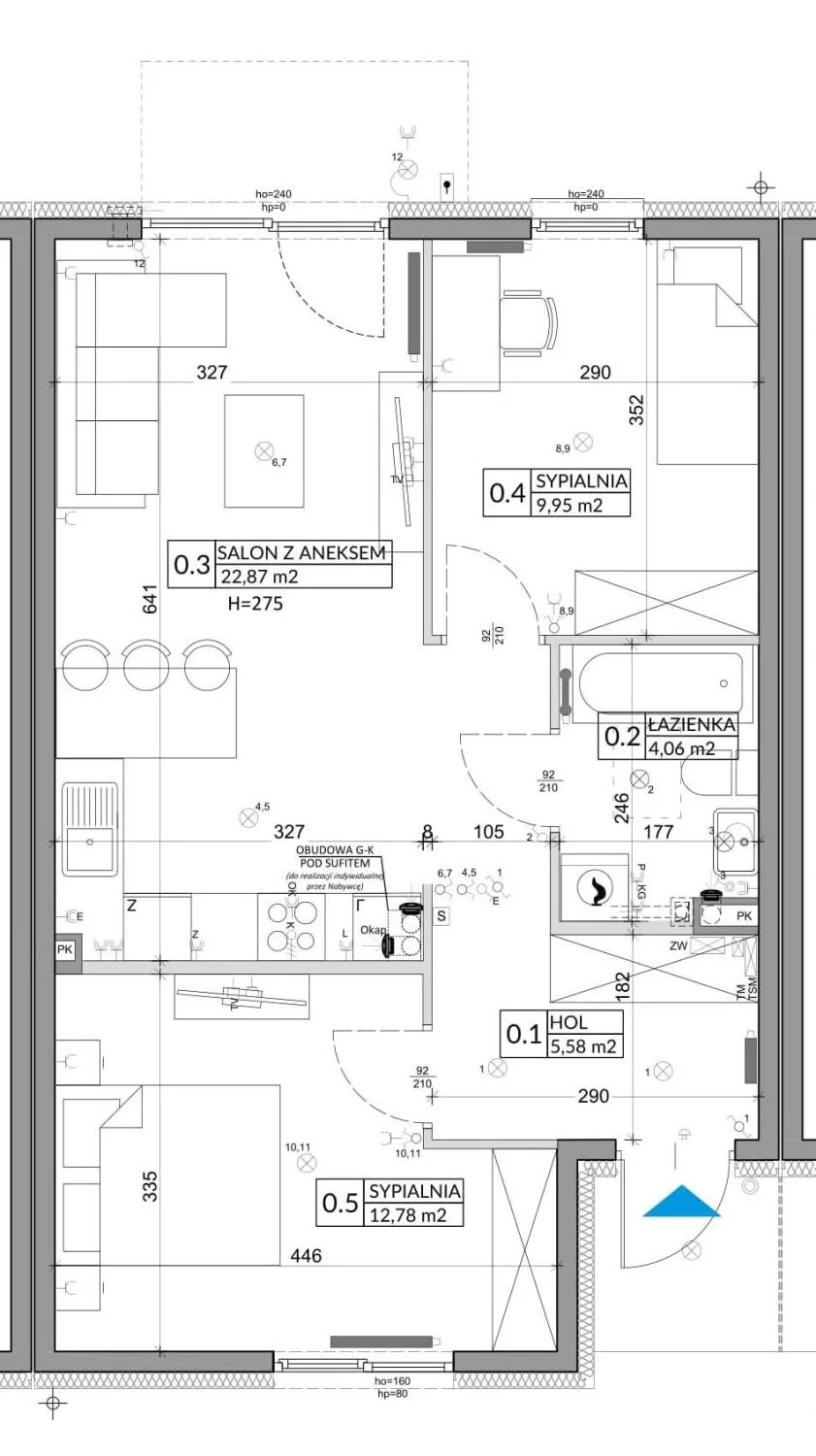 3 pokoje, mieszkanie 57,39 m², parter, oferta nr 70A, Osiedle Młodych, Janczewice, ul. Jedności