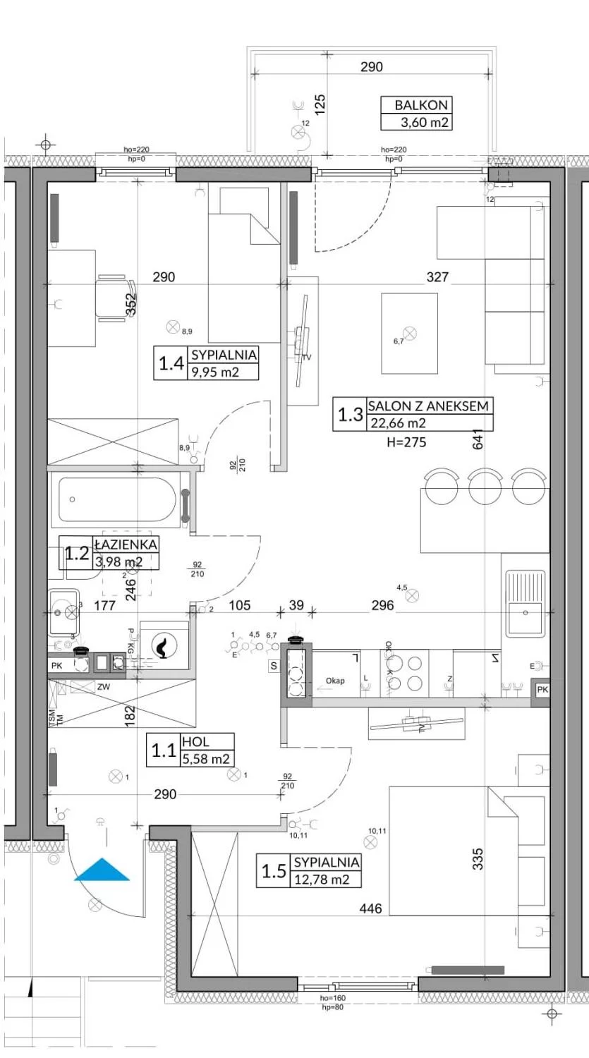 3 pokoje, mieszkanie 56,89 m², piętro 1, oferta nr 71B, Osiedle Młodych, Janczewice, ul. Jedności