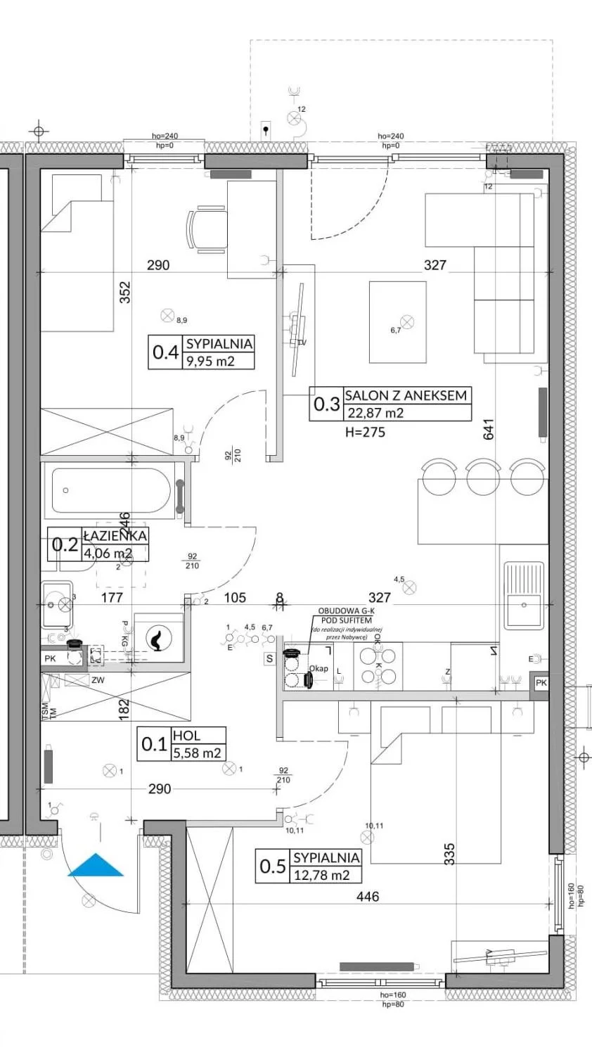 3 pokoje, mieszkanie 57,39 m², parter, oferta nr 75A, Osiedle Młodych, Janczewice, ul. Jedności