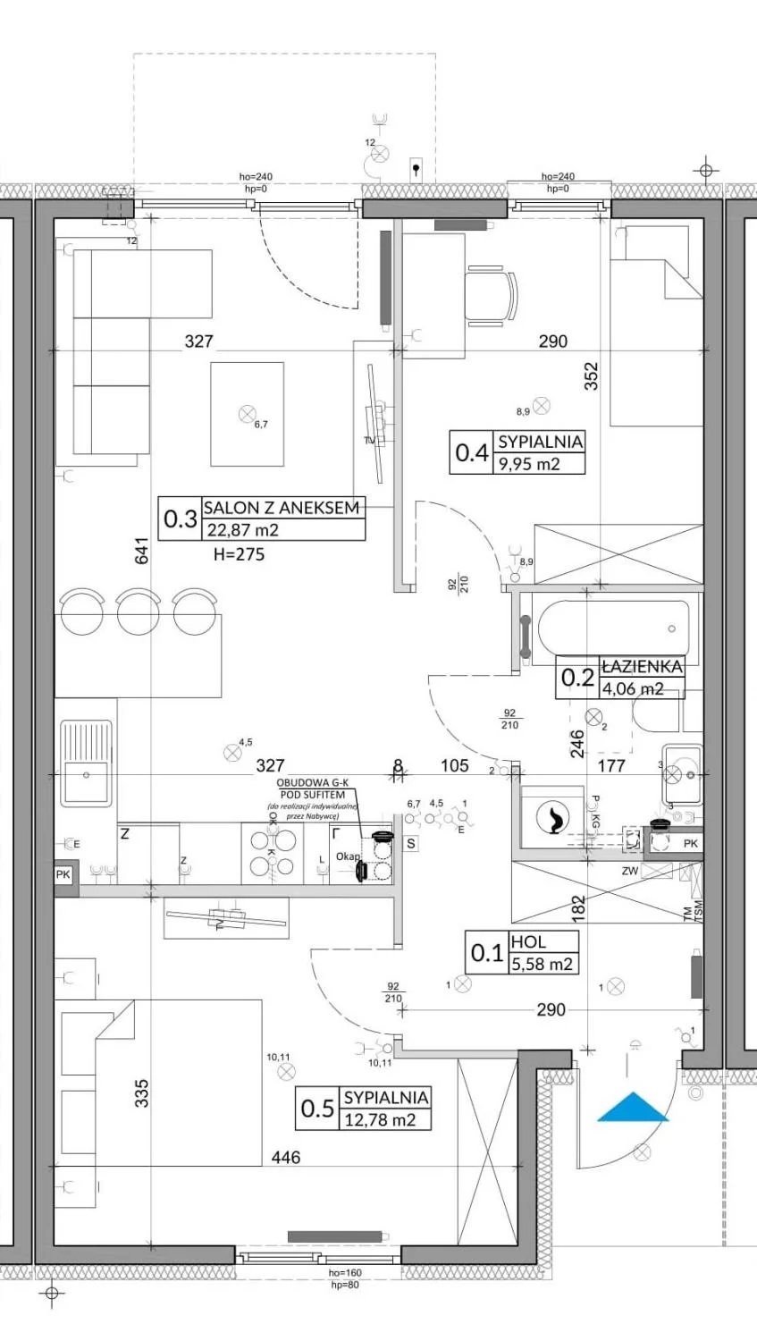 3 pokoje, mieszkanie 57,39 m², parter, oferta nr 78A, Osiedle Młodych, Janczewice, ul. Jedności