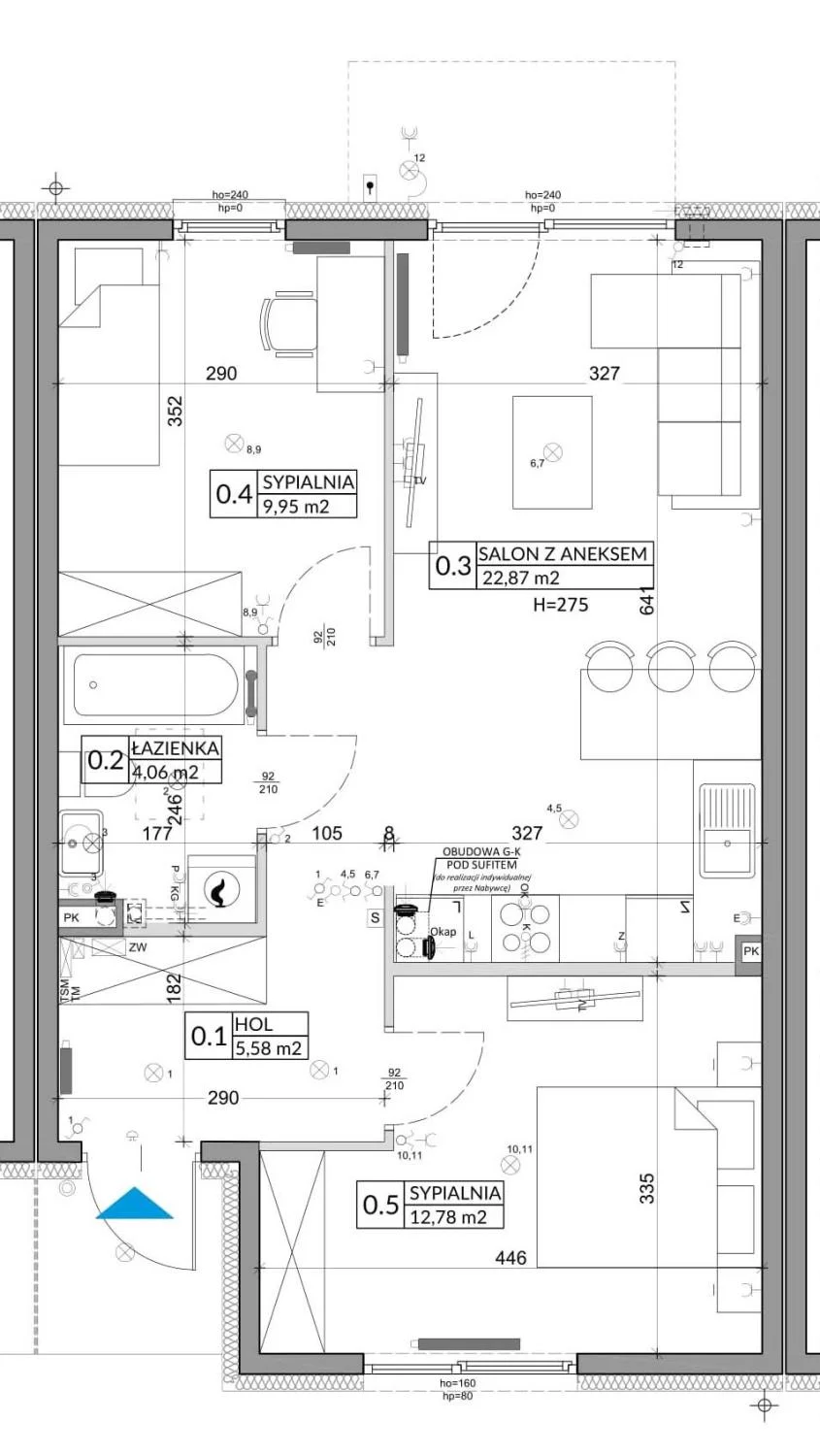 3 pokoje, mieszkanie 57,39 m², parter, oferta nr 79A, Osiedle Młodych, Janczewice, ul. Jedności