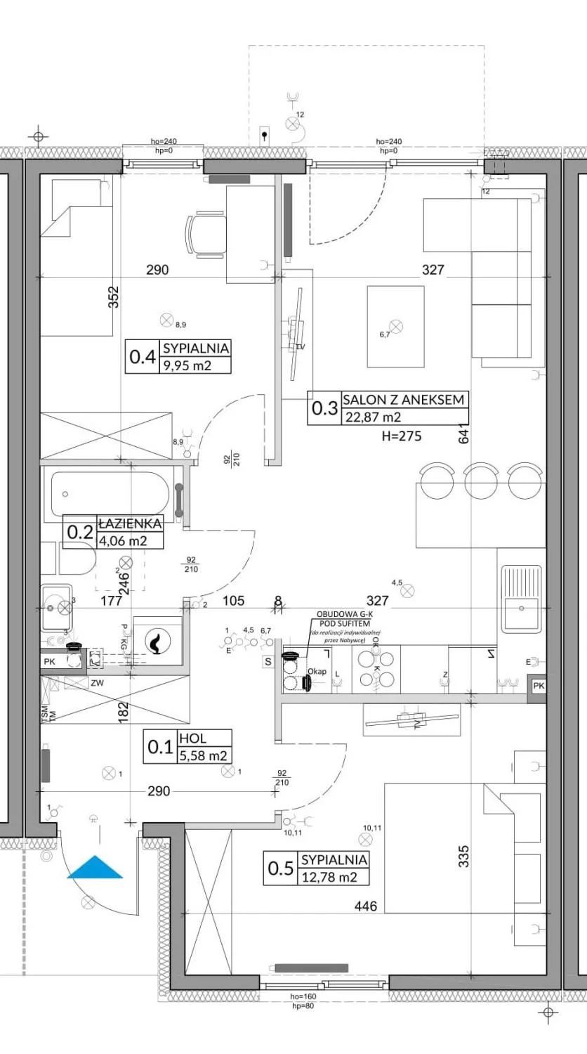 3 pokoje, mieszkanie 57,39 m², parter, oferta nr 81A, Osiedle Młodych, Janczewice, ul. Jedności