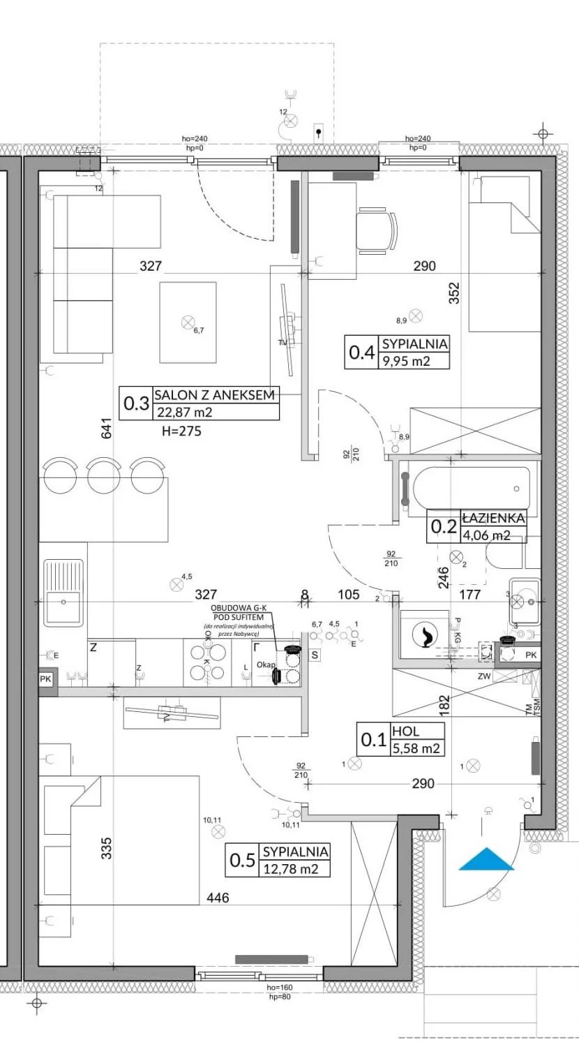 3 pokoje, mieszkanie 57,39 m², parter, oferta nr 82A, Osiedle Młodych, Janczewice, ul. Jedności