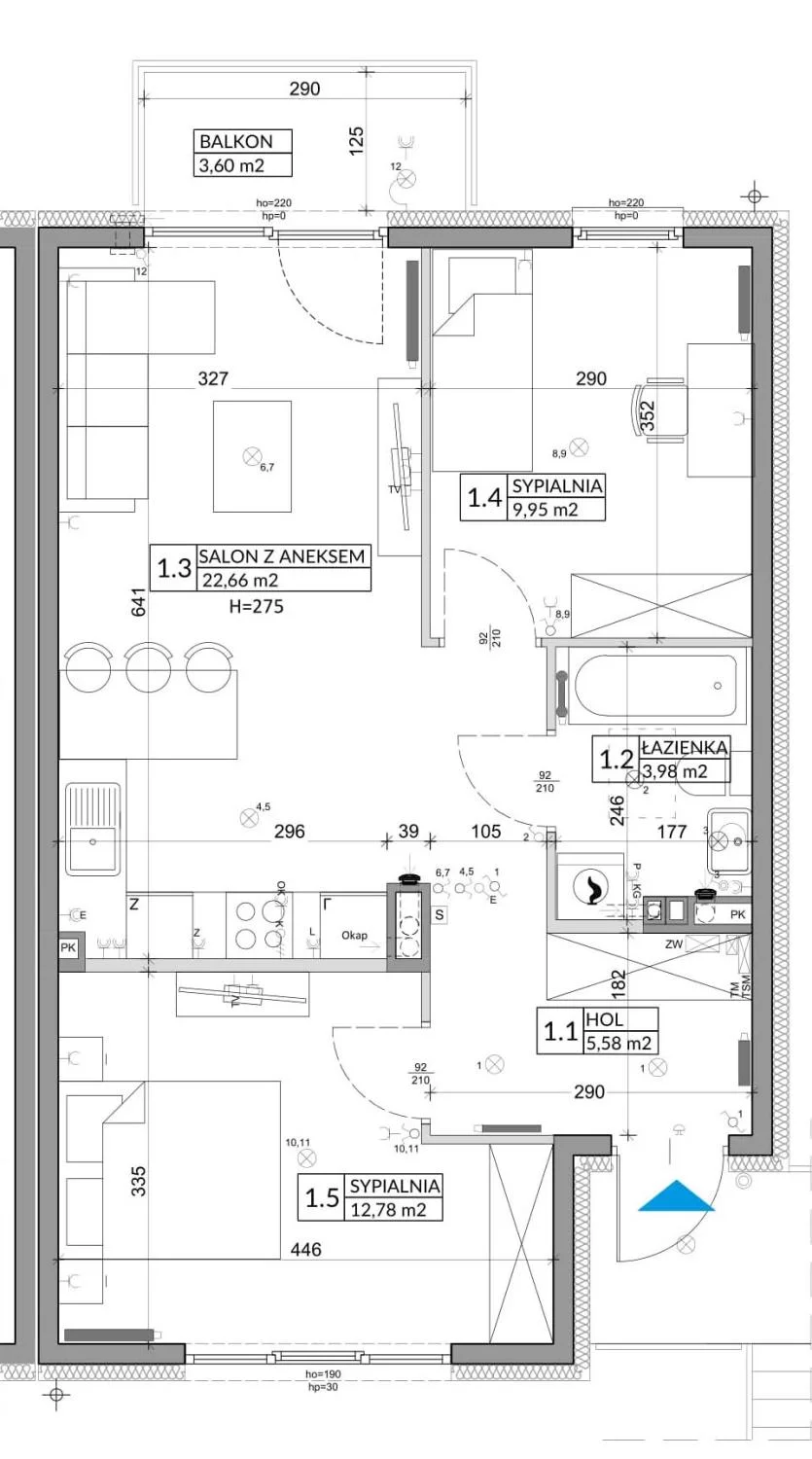 3 pokoje, mieszkanie 56,89 m², piętro 1, oferta nr 82B, Osiedle Młodych, Janczewice, ul. Jedności