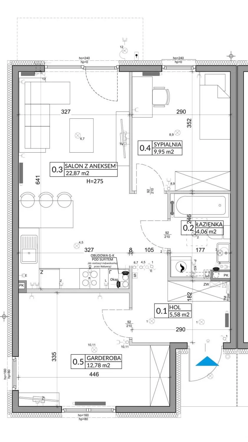 3 pokoje, mieszkanie 57,39 m², parter, oferta nr 83A, Osiedle Młodych, Janczewice, ul. Jedności