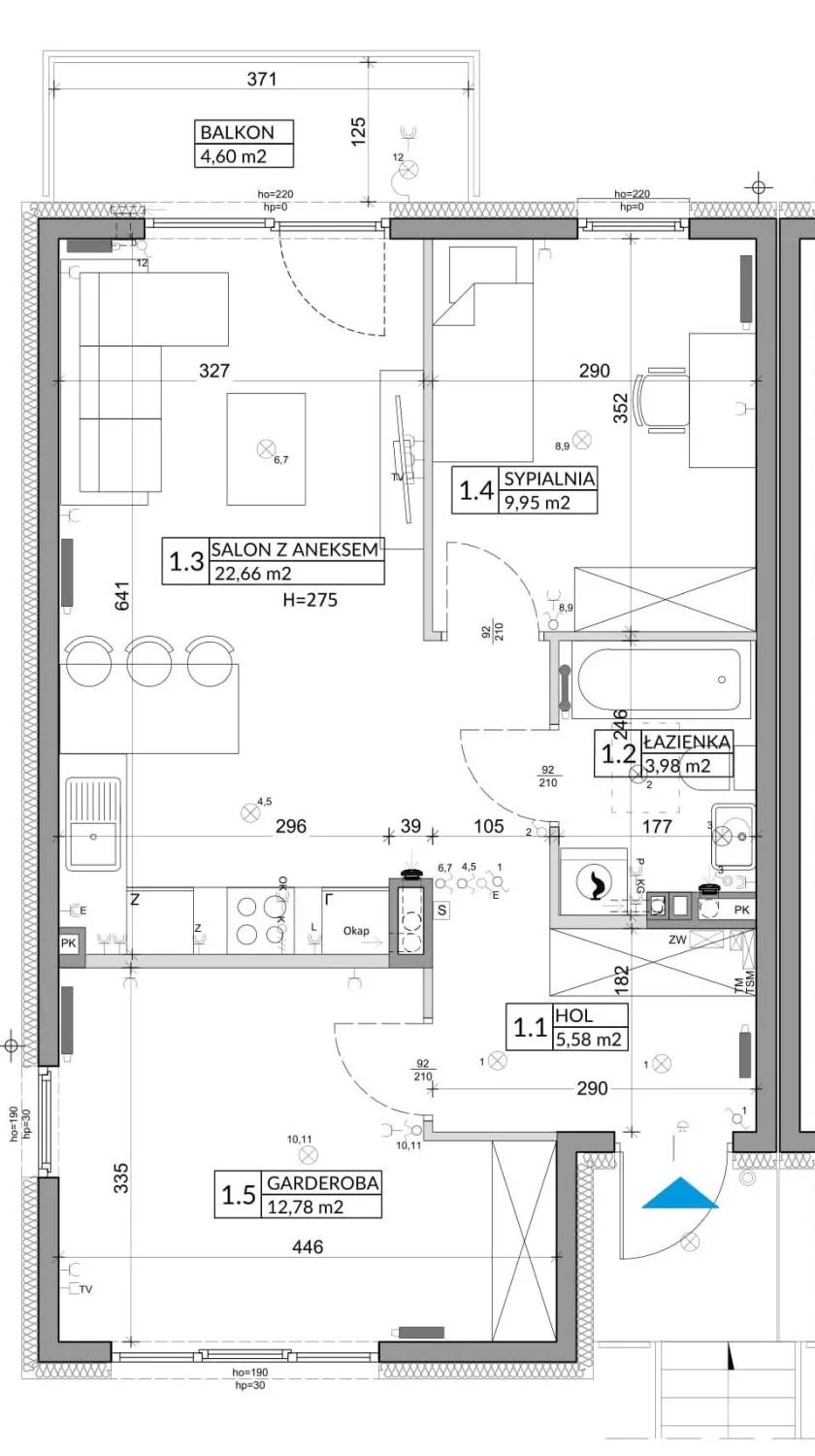 3 pokoje, mieszkanie 56,89 m², piętro 1, oferta nr 83B, Osiedle Młodych, Janczewice, ul. Jedności