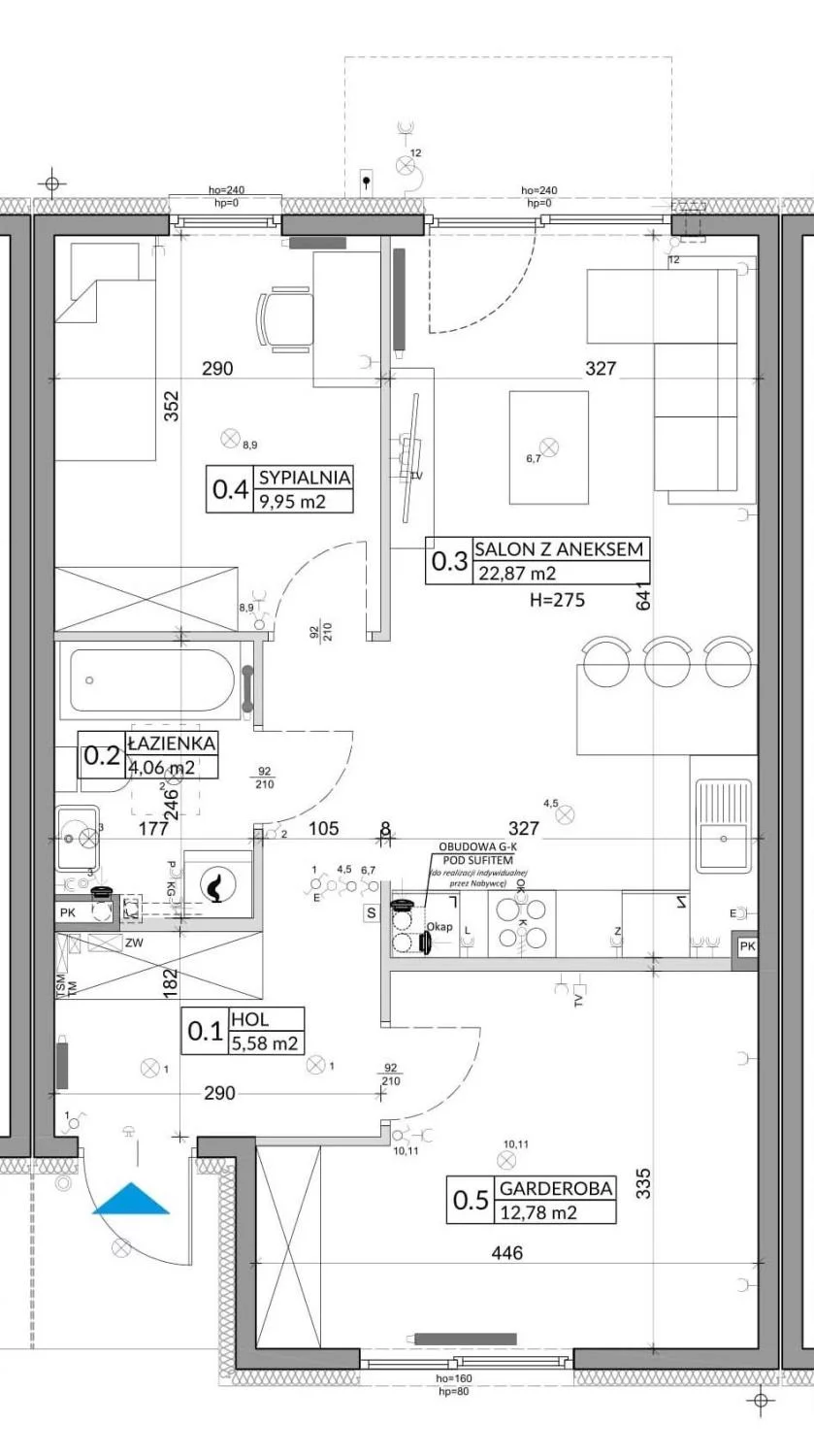 3 pokoje, mieszkanie 57,39 m², parter, oferta nr 84A, Osiedle Młodych, Janczewice, ul. Jedności