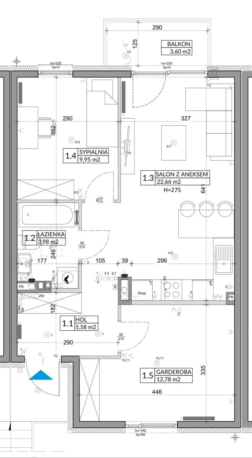 3 pokoje, mieszkanie 56,89 m², piętro 1, oferta nr 84B, Osiedle Młodych, Janczewice, ul. Jedności