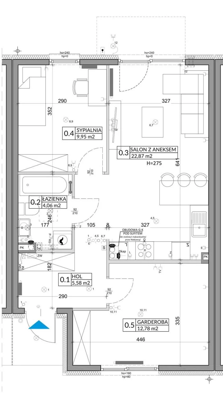 3 pokoje, mieszkanie 57,39 m², parter, oferta nr 85A, Osiedle Młodych, Janczewice, ul. Jedności