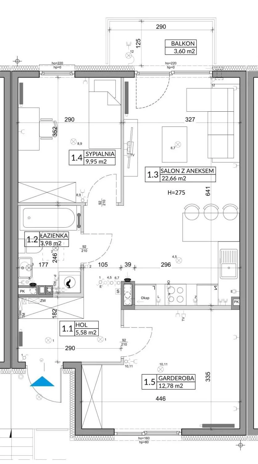 3 pokoje, mieszkanie 56,89 m², piętro 1, oferta nr 85B, Osiedle Młodych, Janczewice, ul. Jedności