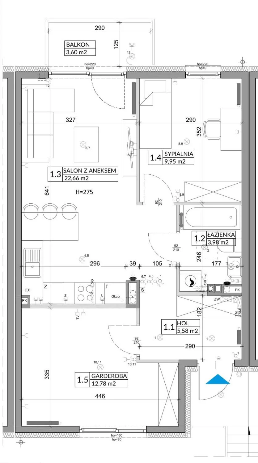 3 pokoje, mieszkanie 56,89 m², piętro 1, oferta nr 86B, Osiedle Młodych, Janczewice, ul. Jedności