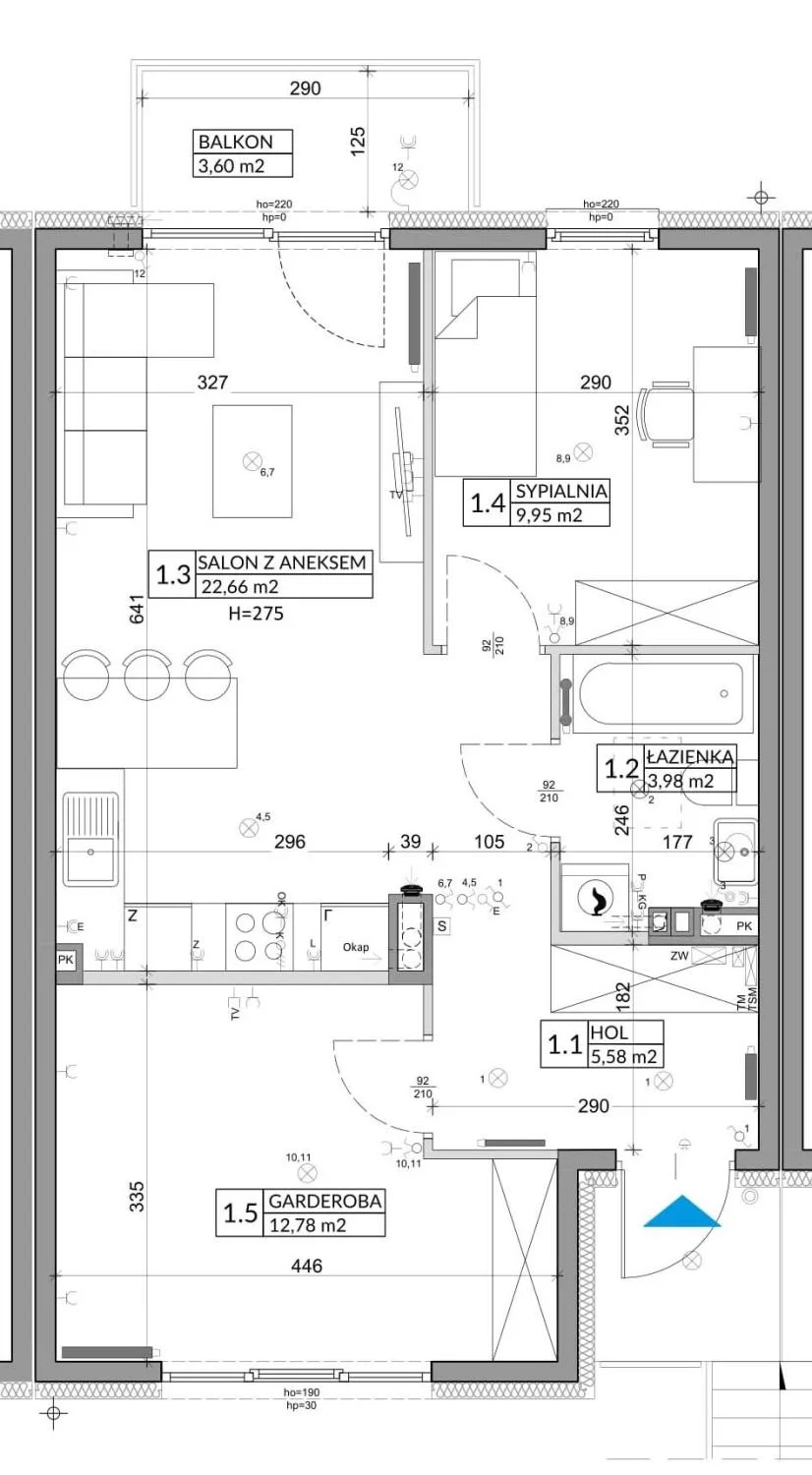 3 pokoje, mieszkanie 56,89 m², piętro 1, oferta nr 87B, Osiedle Młodych, Janczewice, ul. Jedności