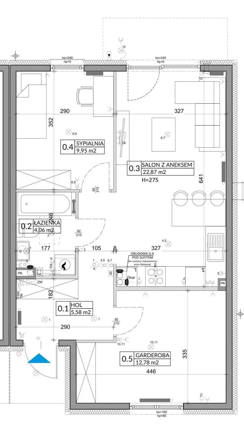 3 pokoje, mieszkanie 57,39 m², parter, oferta nr 88A, Osiedle Młodych, Janczewice, ul. Jedności