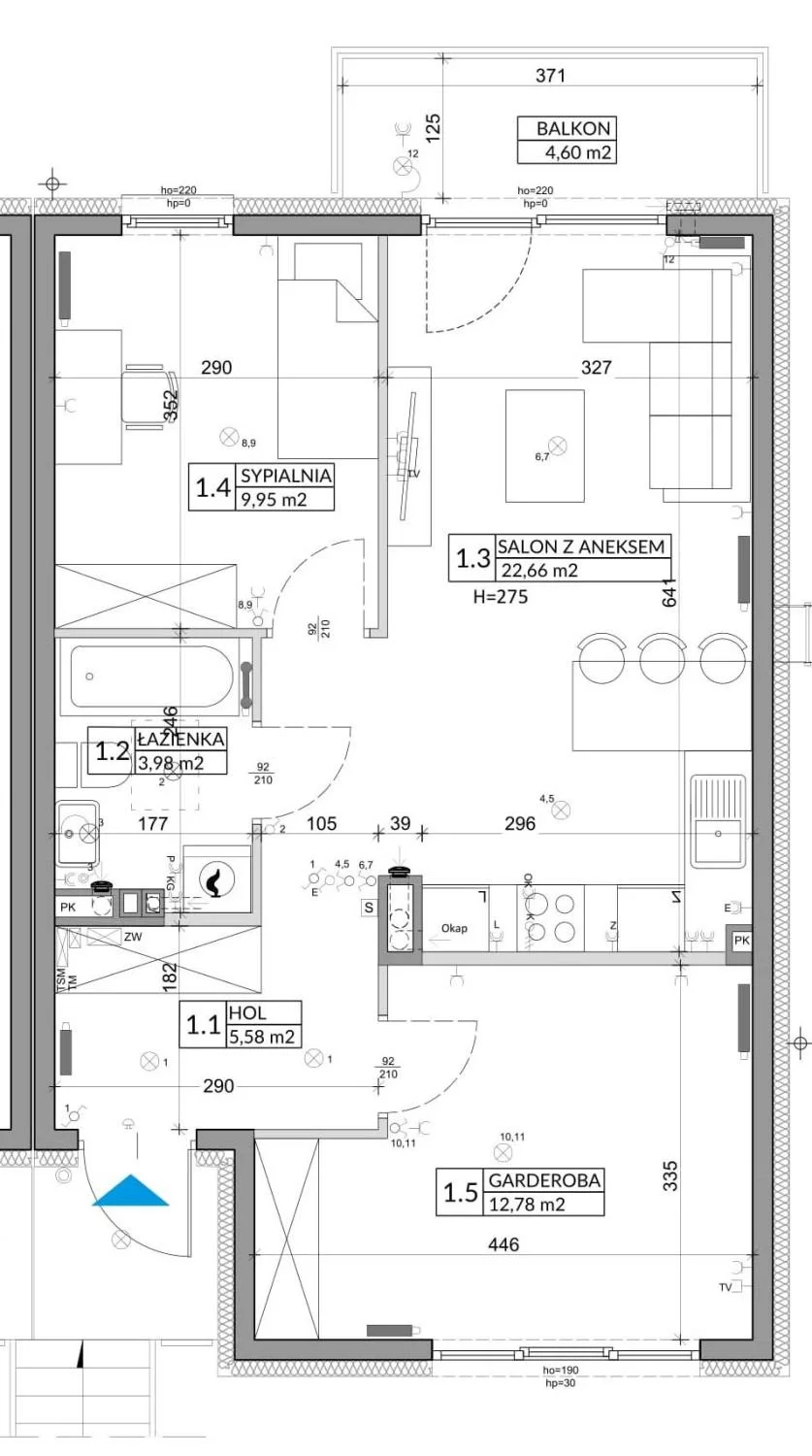 3 pokoje, mieszkanie 56,89 m², piętro 1, oferta nr 88B, Osiedle Młodych, Janczewice, ul. Jedności